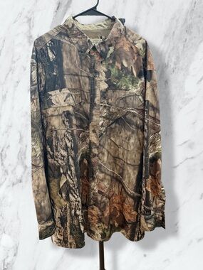 RedHead Brand Co Camouflage Hunting Button-Up Polo Shirt - Brown Green Tan